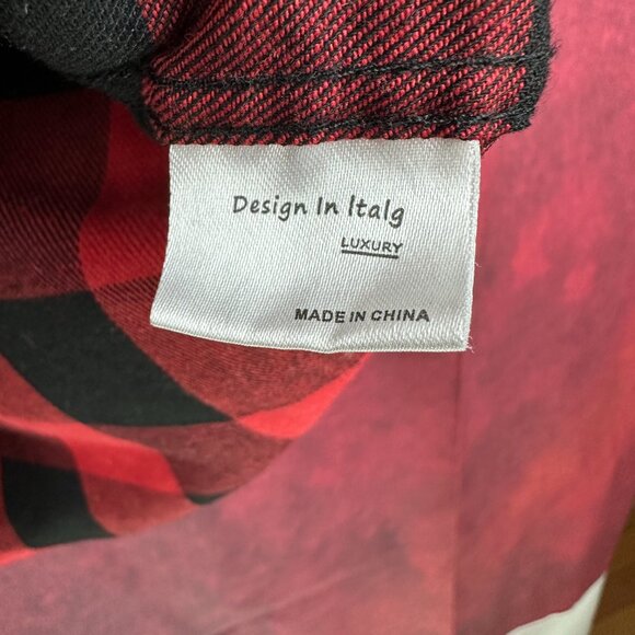 DESIGN IN ITALY FLANNEL MEN'S RED & BLACK BUTTON-UP BUFFLO PLAID SHIRT, SIZE XL - Picture 11 of 11